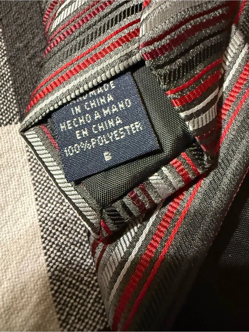Van Heusen Red, Gray and Black Diagonal Stripe Tie